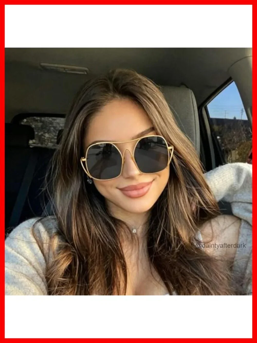 Oversized Metal Aviator Sunglasses UV400 Retro Square Frame Shades Women